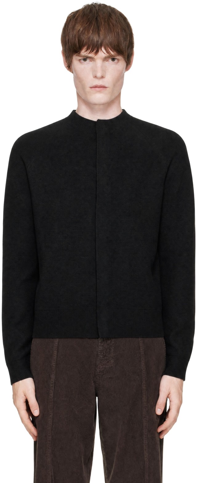 AMOMENTO: ブラック Rounded Sleeve カーディガン | SSENSE 日本