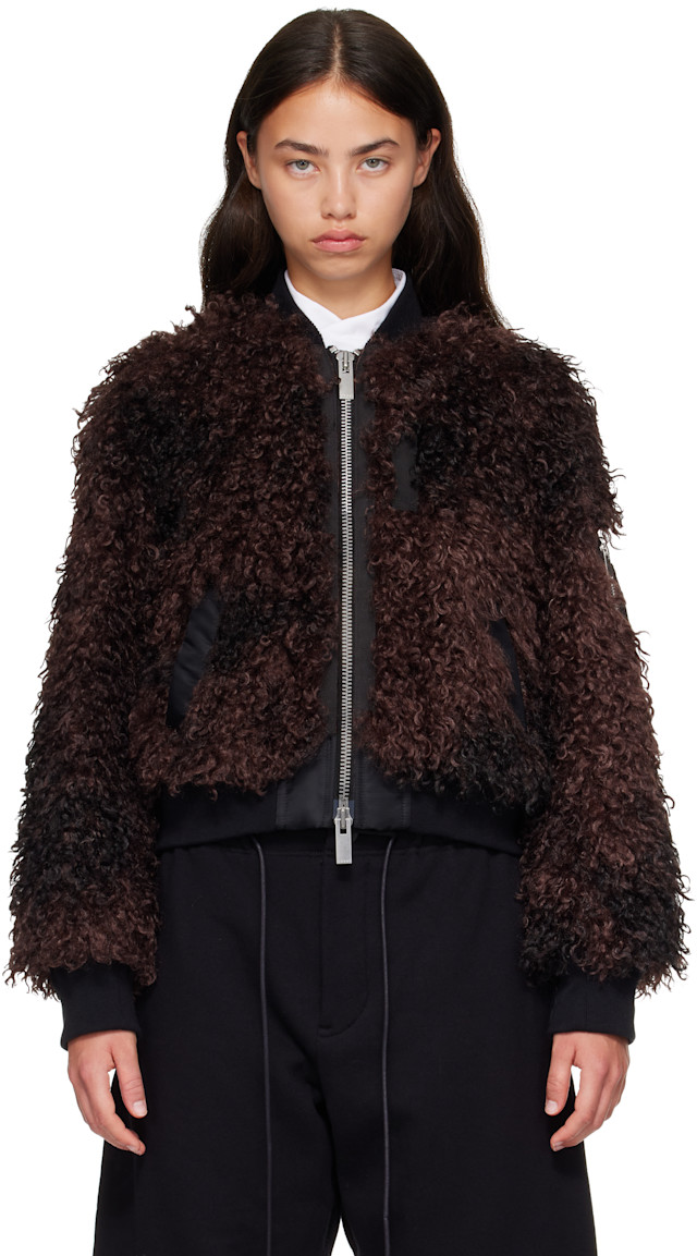 sacai: Brown Blouson Curly Jacket | SSENSE