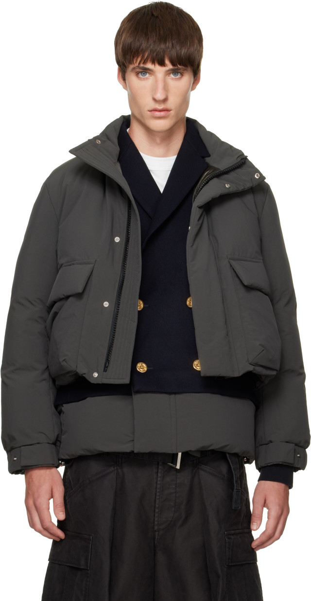 sacai: グリーン パファー ダウン ブルゾンジャケット | SSENSE 日本