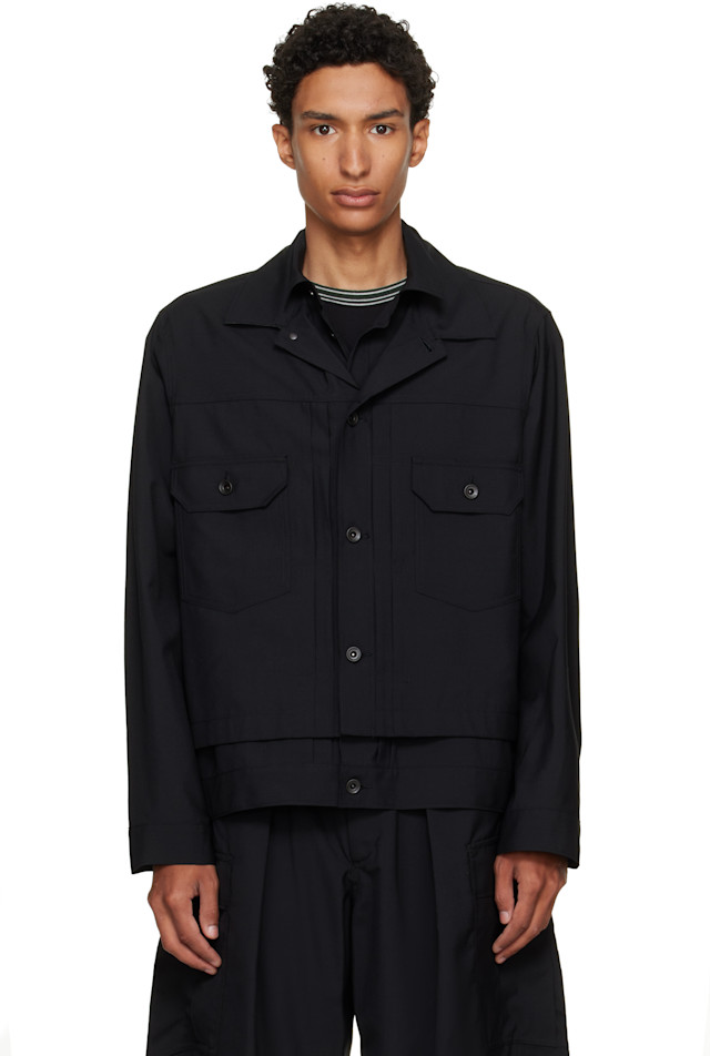 sacai 21SS Suiting MA-1 Jacket ブラック 3 sacai: Black Suiting Jacket | SSENSE