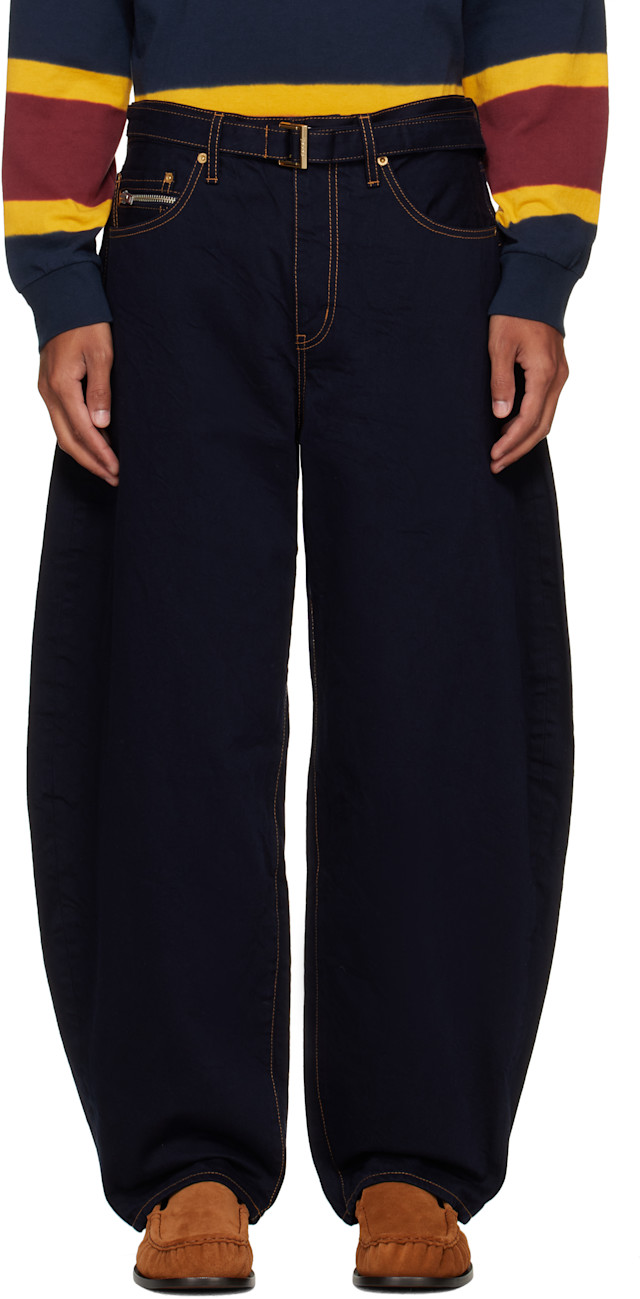 sacai: Navy Belted Jeans | SSENSE
