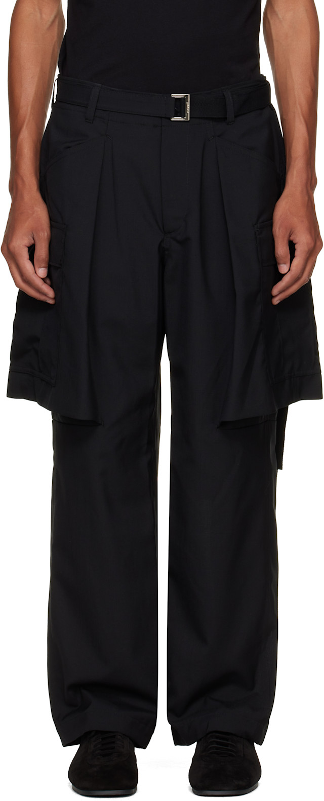 sacai: Black Suiting Cargo Pants | SSENSE