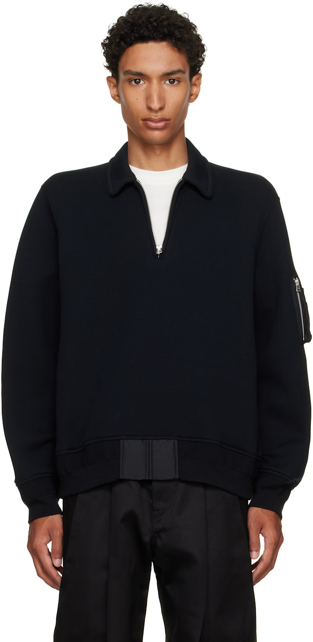 美品sacai（サカイ）ポロシャツワイドシルエットsize2 sacai: ブラック Sponge Sweat ポロシャツ | SSENSE 日本