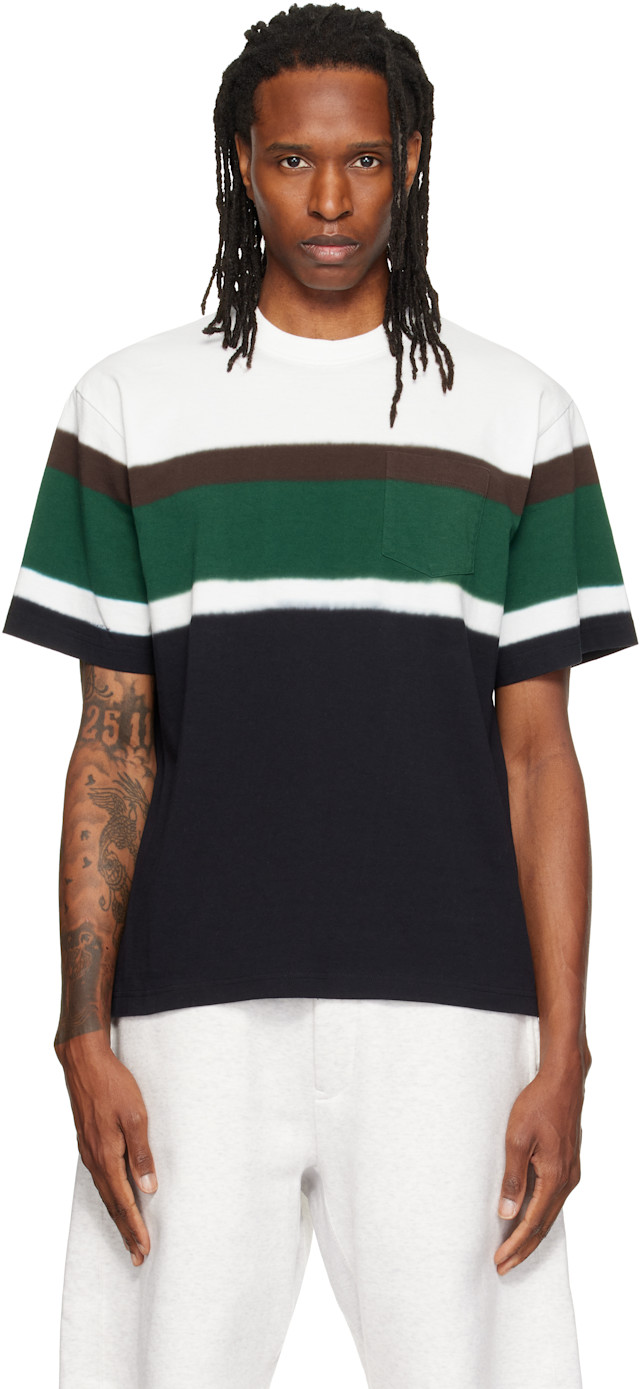 sacai: Black & White Chusen-Dyed Cotton Jersey T-shirt | SSENSE