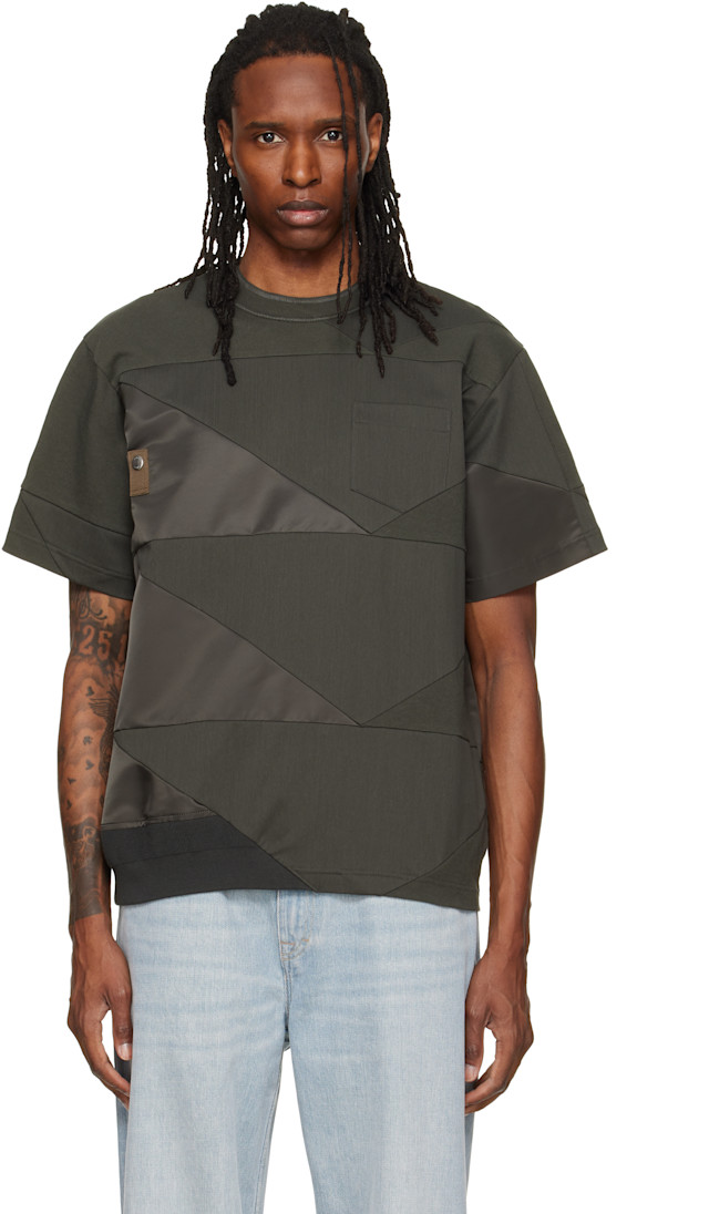 A.P.C. × sacai コラボTシャツ【Lサイズ】 sacai: Khaki A.P.C. Edition Quilts T-shirt | SSENSE