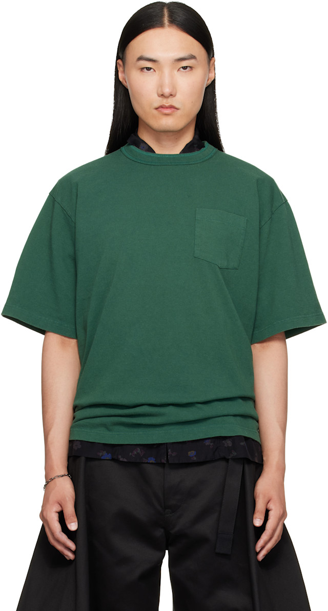 sacai: Green Cotton Jersey T-shirt | SSENSE