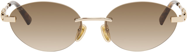 Gucci: Gold Frameless Oval Sunglasses | SSENSE Canada