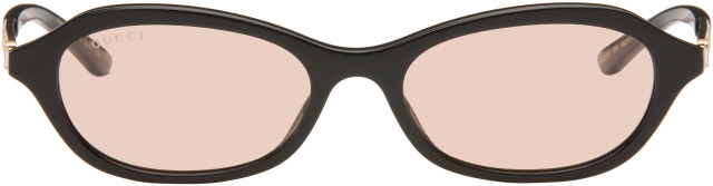 Gucci: ブラック オーバルフレーム サングラス | SSENSE 日本
