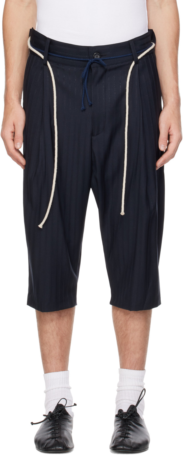 Joone Joonam: ネイビー Tapered Long ショートパンツ | SSENSE 日本