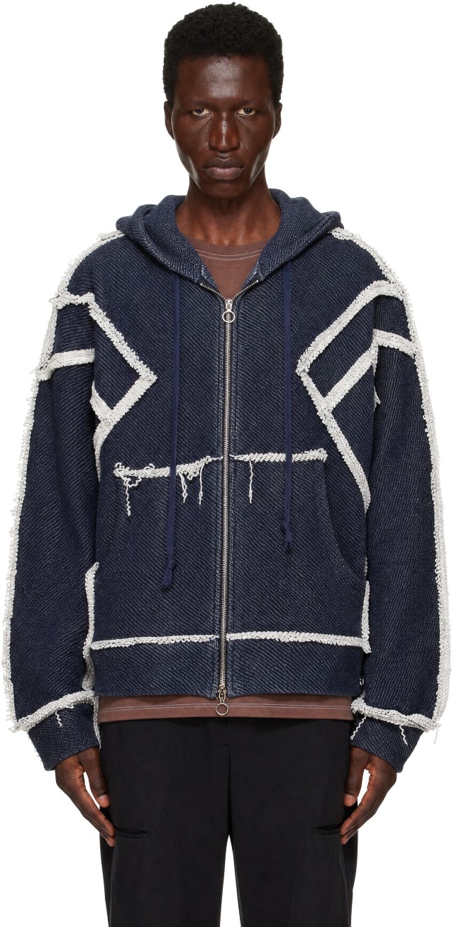 Edward Cuming 22ss サテンコート Edward Cuming: Navy Flex Hoodie | SSENSE