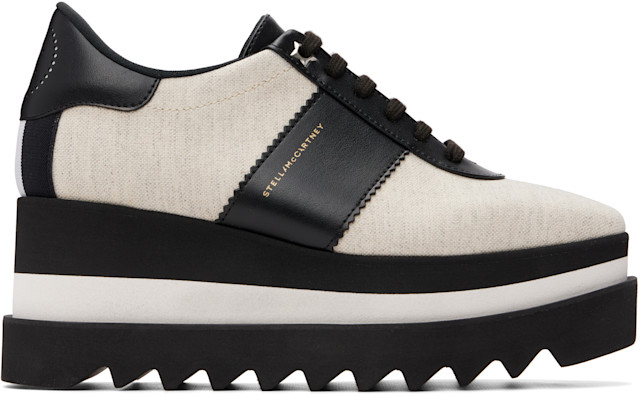 Stella McCartney: Black & Off-White Sneakelyse Canvas Derbys | SSENSE