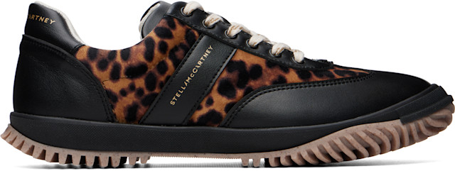 Stella McCartney: Black & Beige Leopard Velvet Sneakers | SSENSE
