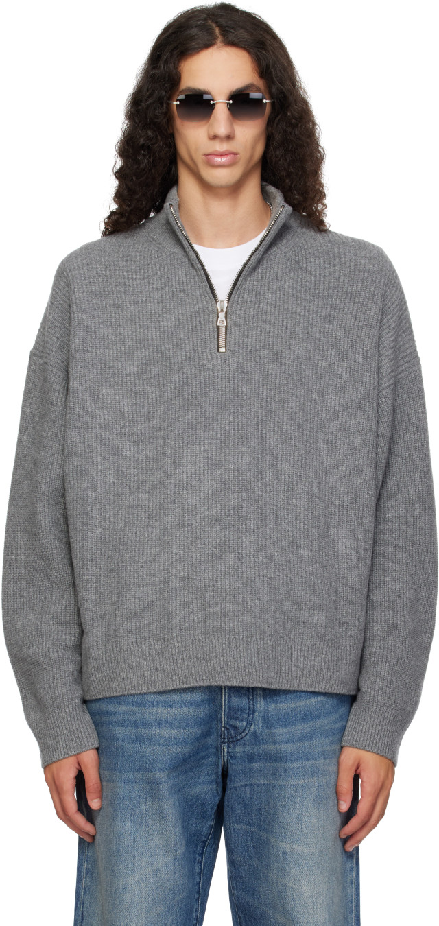 CASHMERE COMPANY◆Made in Italy◆48◆ニット YACAIA: Gray Y-0019 Half-Zip Merino & Cashmere Sweater | SSENSE Canada