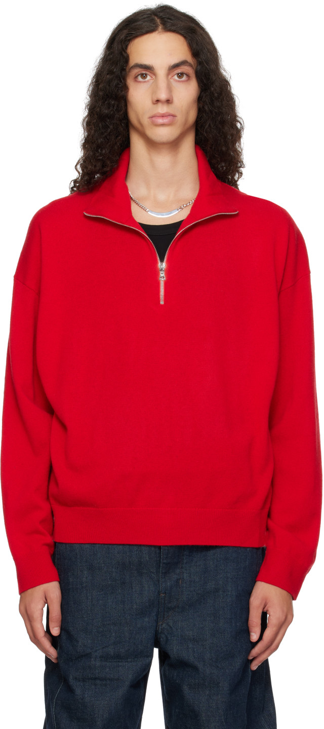 Dodomo Y F (Red sweaterVer.) 1/6 スタチュー YACAIA: Red Y-0019 Half-Zip Merino & Cashmere Sweater | SSENSE