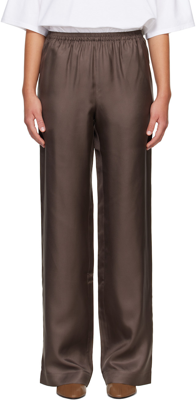 Loulou de Saison: Brown ALERA LDS Silk Twill Trousers | SSENSE