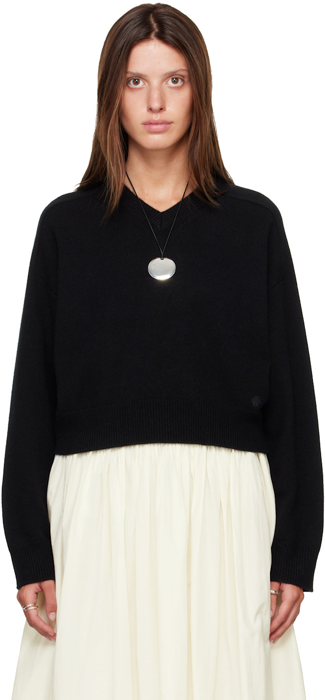 Loulou de Saison: Black ANZOR LDS Cashmere V Neck Sweater | SSENSE