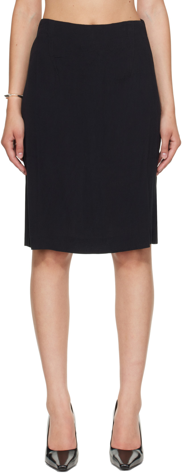 Kanika Agarwal: SSENSE Exclusive Black Darted Muslin Colum Midi