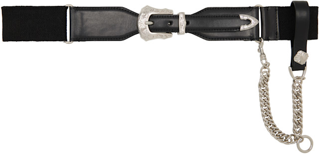 Toga Pulla: Black Leather Chain Belt | SSENSE