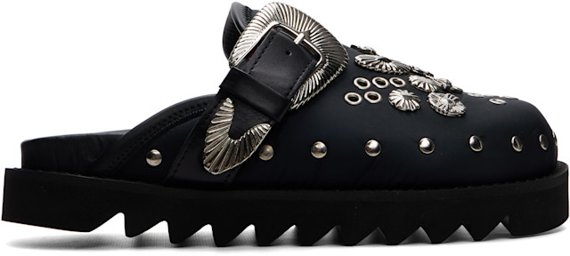 TOGA PULLA パンプス ミュール スタッズ 36 メタル パイソン toga-pulla-black-eyelet-metal-