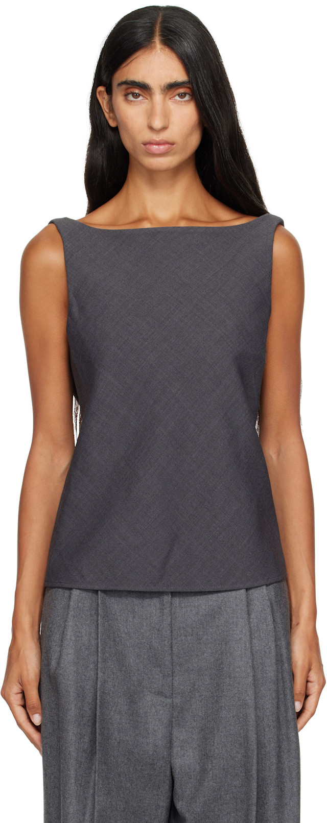 LE17SEPTEMBRE: グレー Draped Back-Scoop ノースリーブ トップス