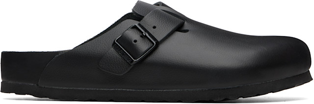 Birkenstock: ブラック Boston レギュラー レザー クロッグ | SSENSE 日本