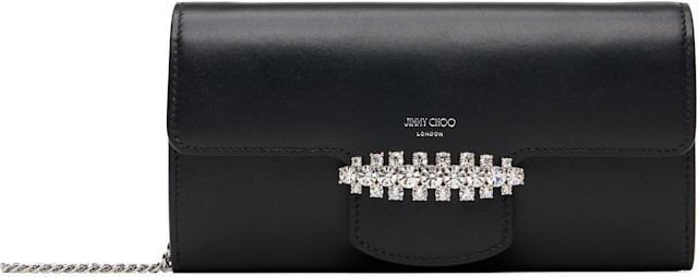 Jimmy Choo: Black Bing Wallet Chain Bag | SSENSE