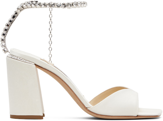 JIMMY CHOO クリスタル サンダル 35 Jimmy Choo: ホワイト Saeda 85 ブロックヒール ヒールサンダル