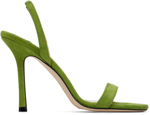 Jimmy Choo: Green Jenn 100 Heeled Sandals | SSENSE