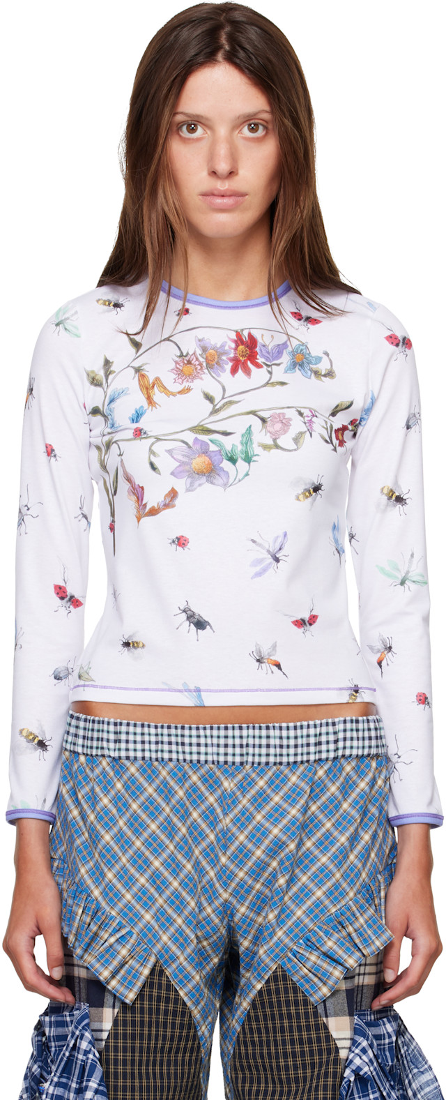 Chopova Lowena: White Floral Buggy Fitted Jersey T-shirt | SSENSE