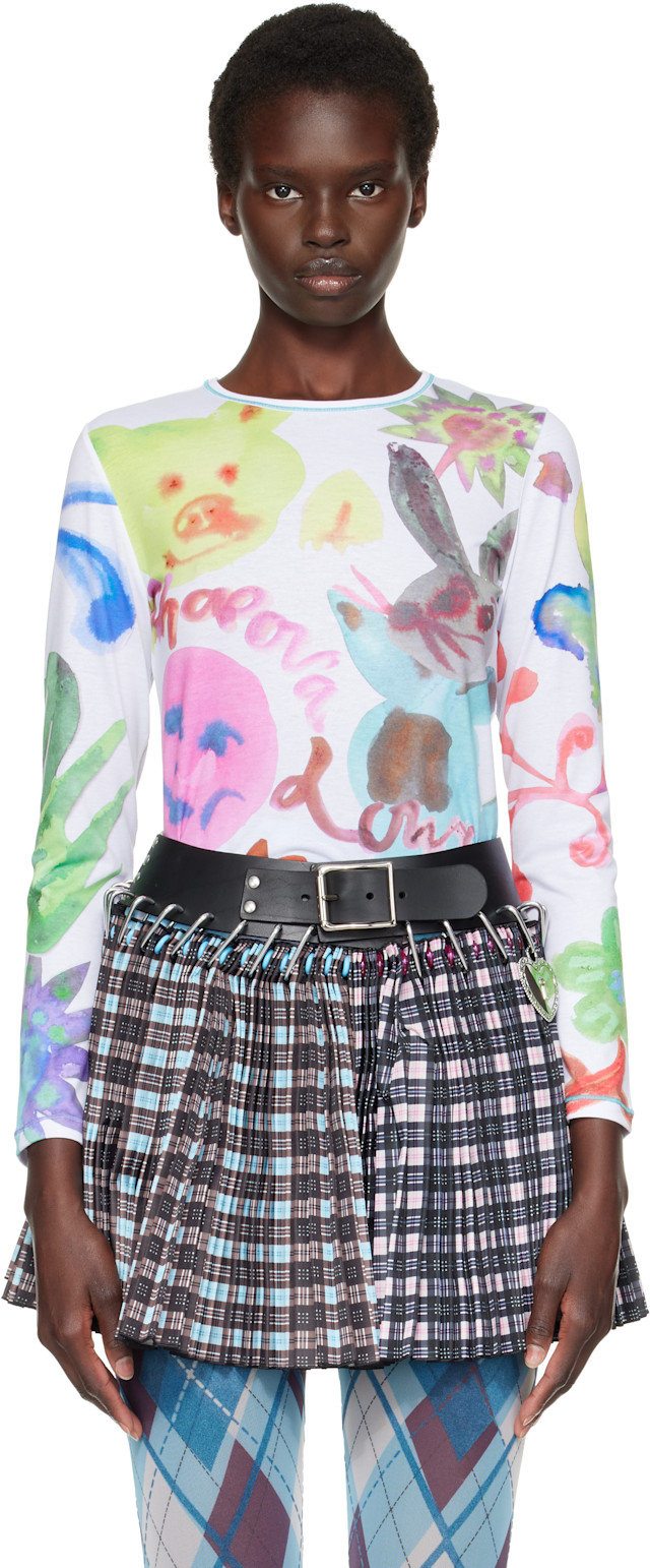 Chopova Lowena: White Splat Wet Fitted Jersey T-shirt | SSENSE