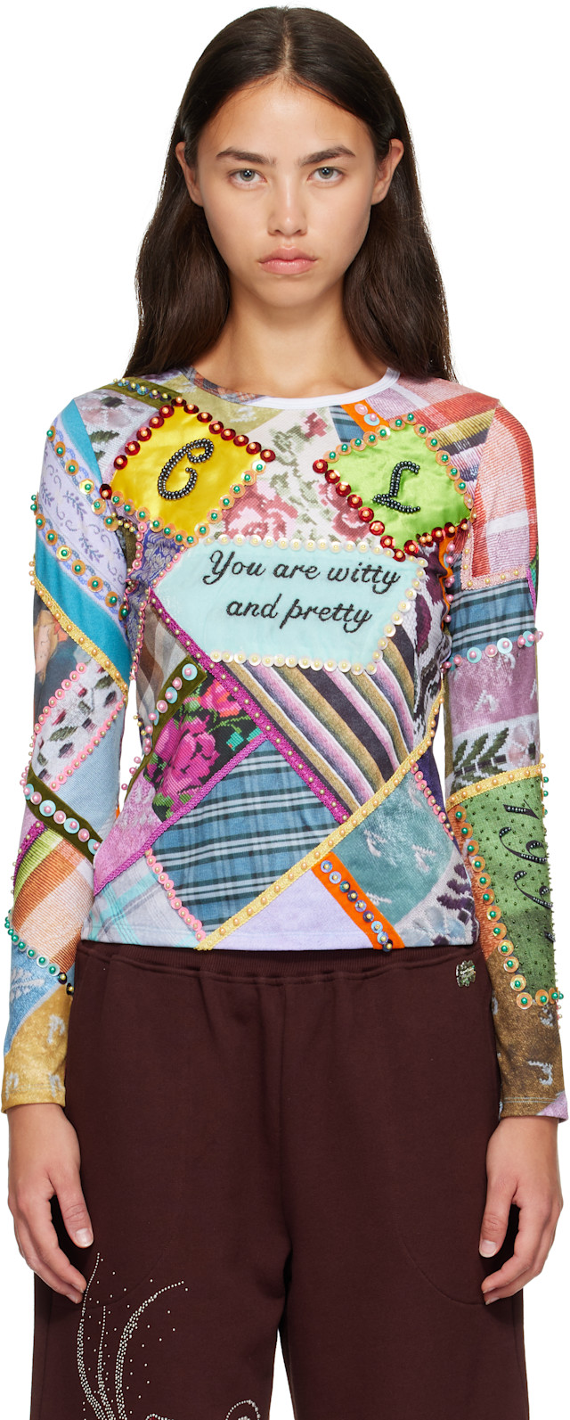 トップス chopova lowena tee Chopova Lowena: Multicolor 'Witty' Beaded Jersey Top | SSENSE