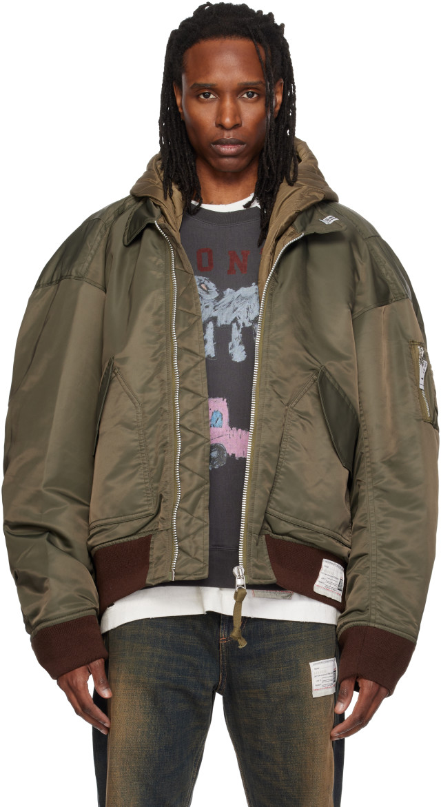 Maison MIHARA YASUHIRO: カーキ Hooded Flight ボンバージャケット
