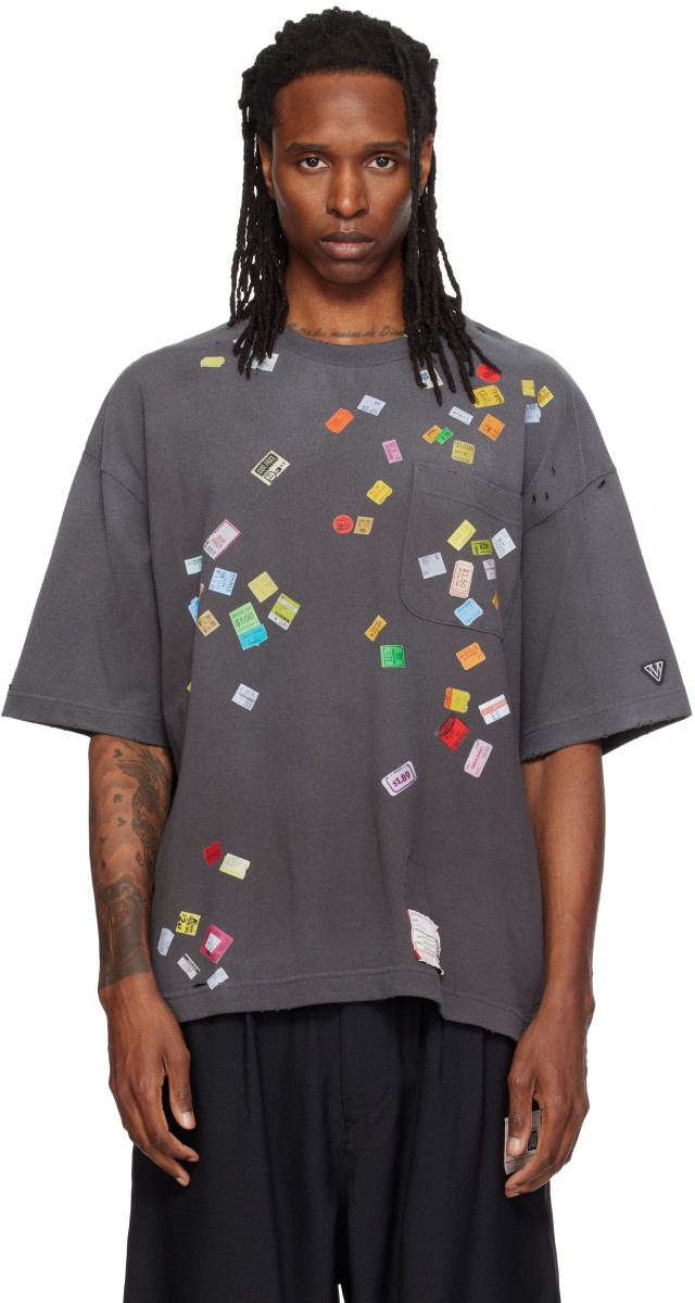 Maison MIHARA YASUHIRO: Gray Price Tag Sticker Printed T-shirt