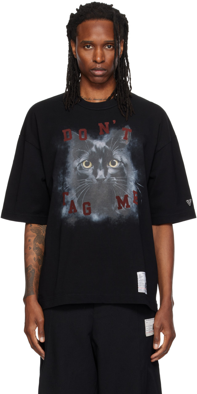 Maison MIHARA YASUHIRO: ブラック Cat プリントTシャツ | SSENSE 日本