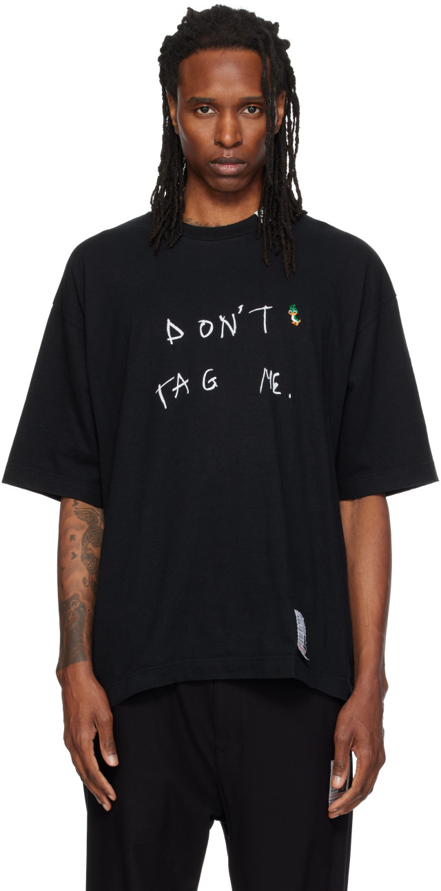 Maison MIHARA YASUHIRO Tシャツ Maison MIHARA YASUHIRO: Black 'Don't Tag Me' Printed T-shirt | SSENSE