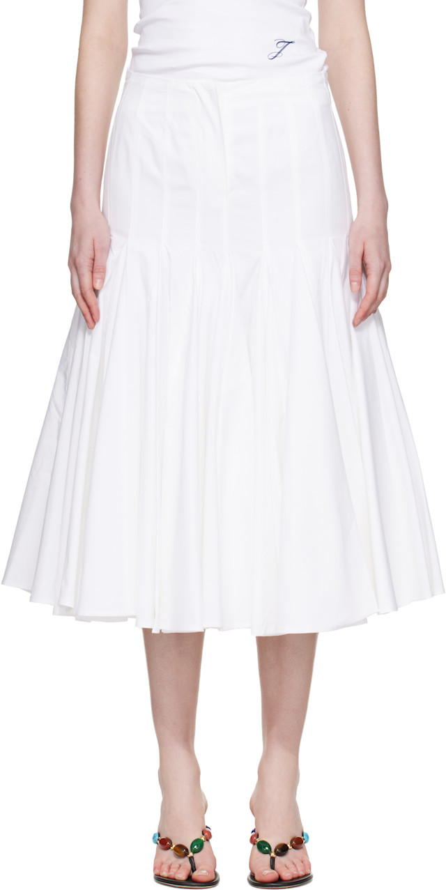 JACQUEMUS: White Plage 'The Agave' Midi Skirt | SSENSE