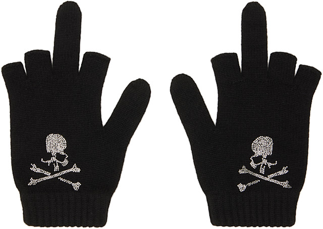 mastermind グローブ mastermind JAPAN: Black Open Fingered Gloves | SSENSE