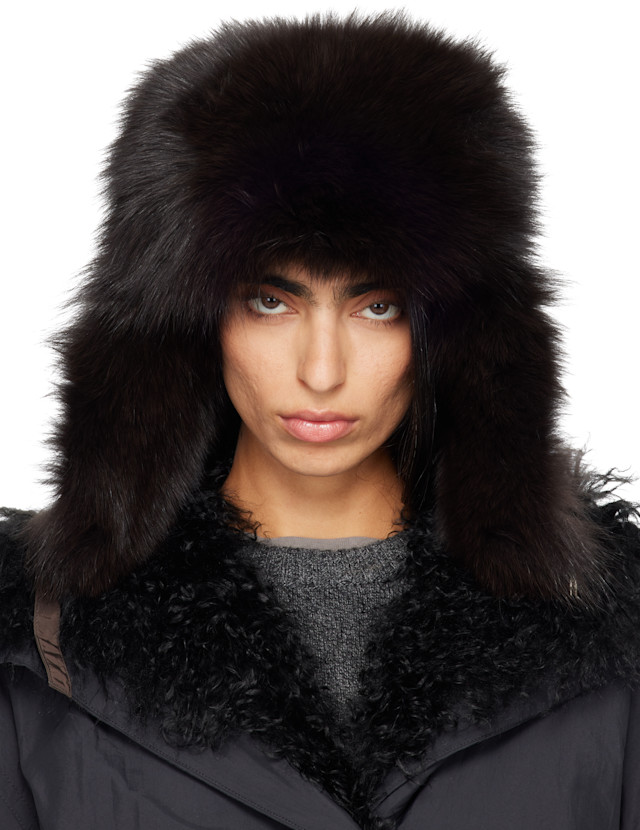 Yves Salomon: Brown Chapka Hat | SSENSE