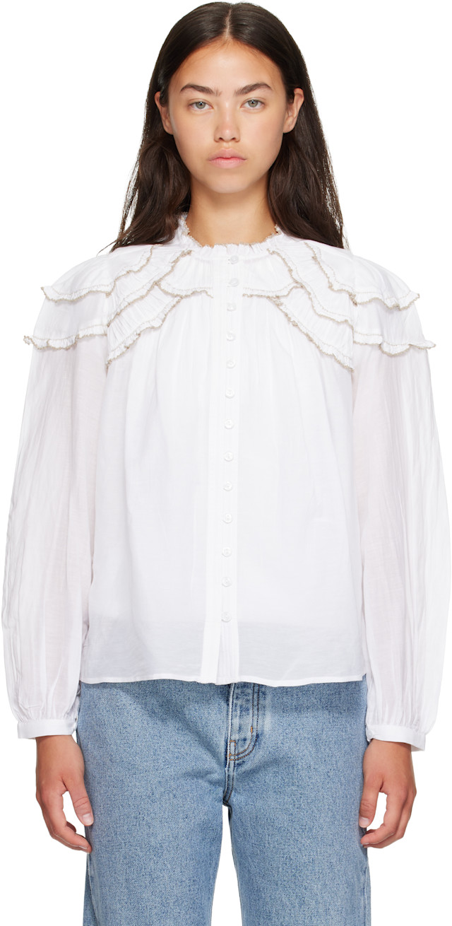 Ｙ*様 美品!ISABEL MARANT ETOILE 長袖ブラウス ホワイト Isabel Marant Etoile: White Christa Blouse | SSENSE
