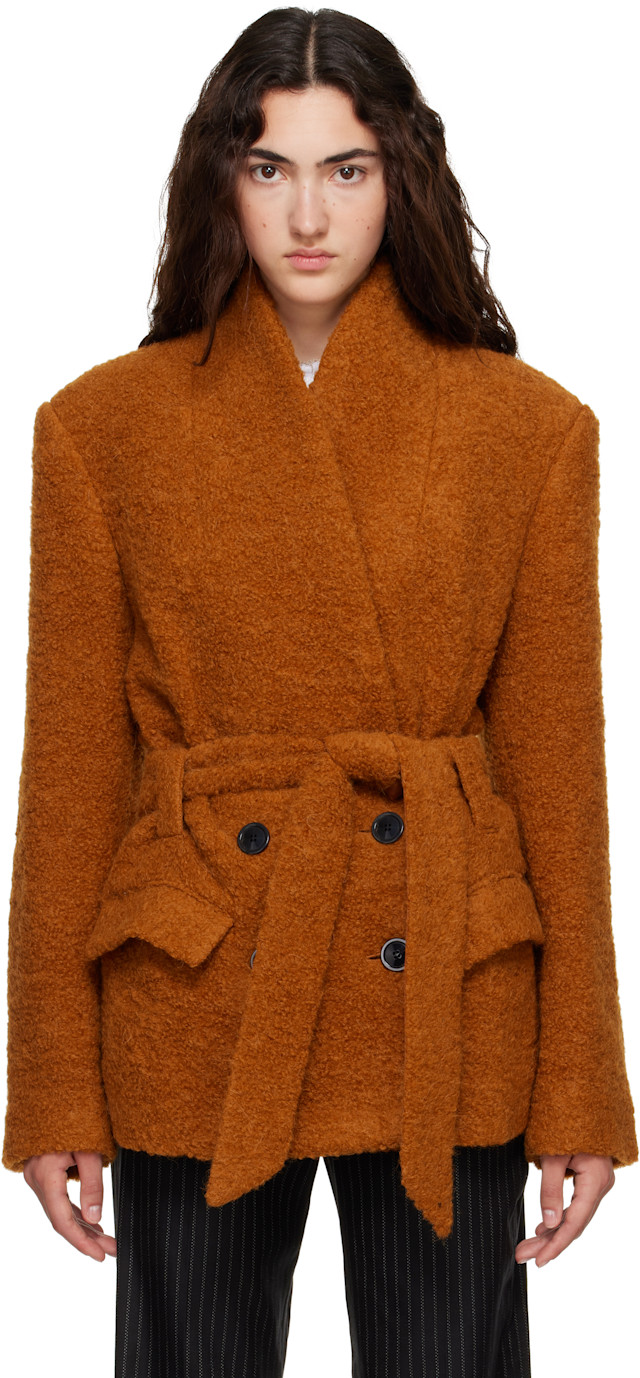 Isabel Marant: Tan Syndra Alpaca Bouclé Jacket | SSENSE
