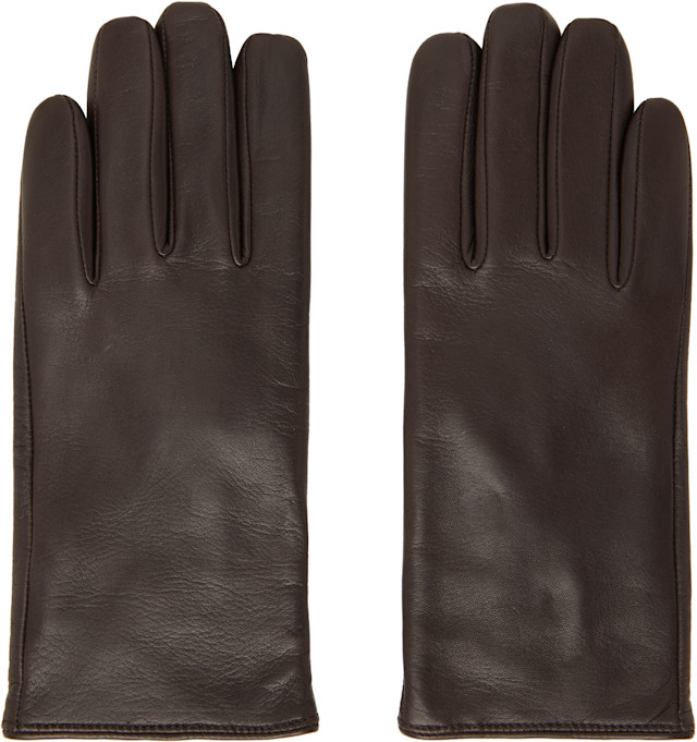 Ernest W. Baker: Brown Cashmere Lined Leather Gloves | SSENSE