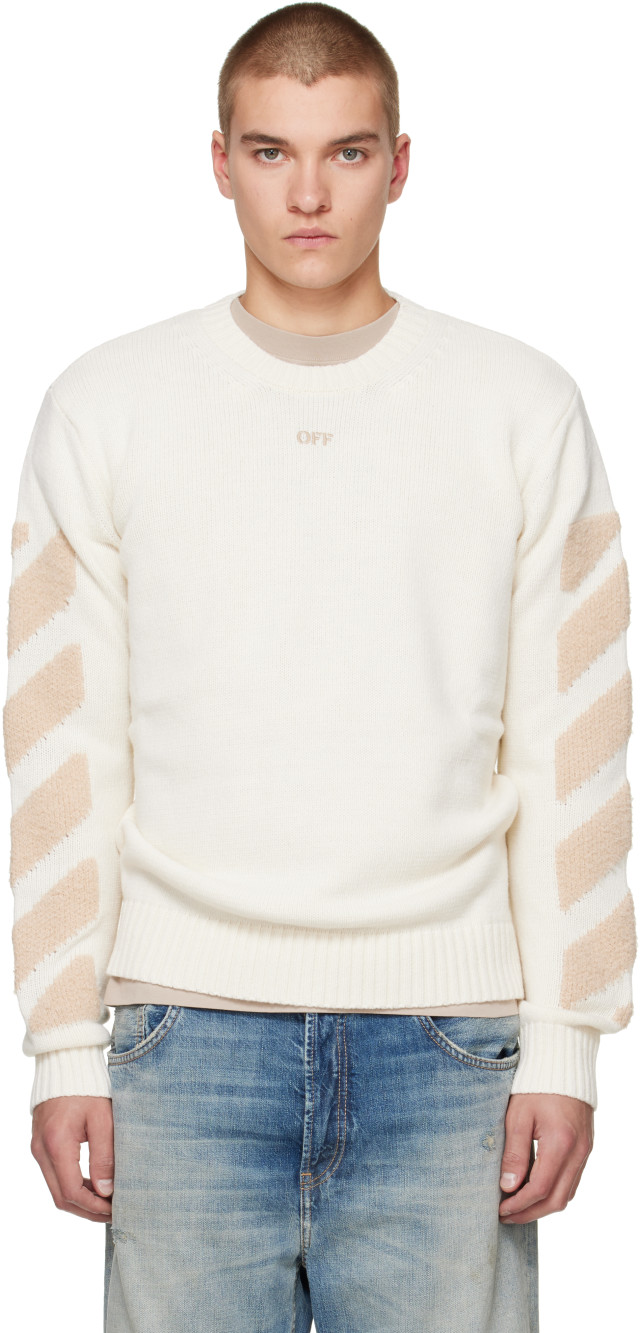 Off-White: オフホワイト Diagonals ファジーニット クルーネック