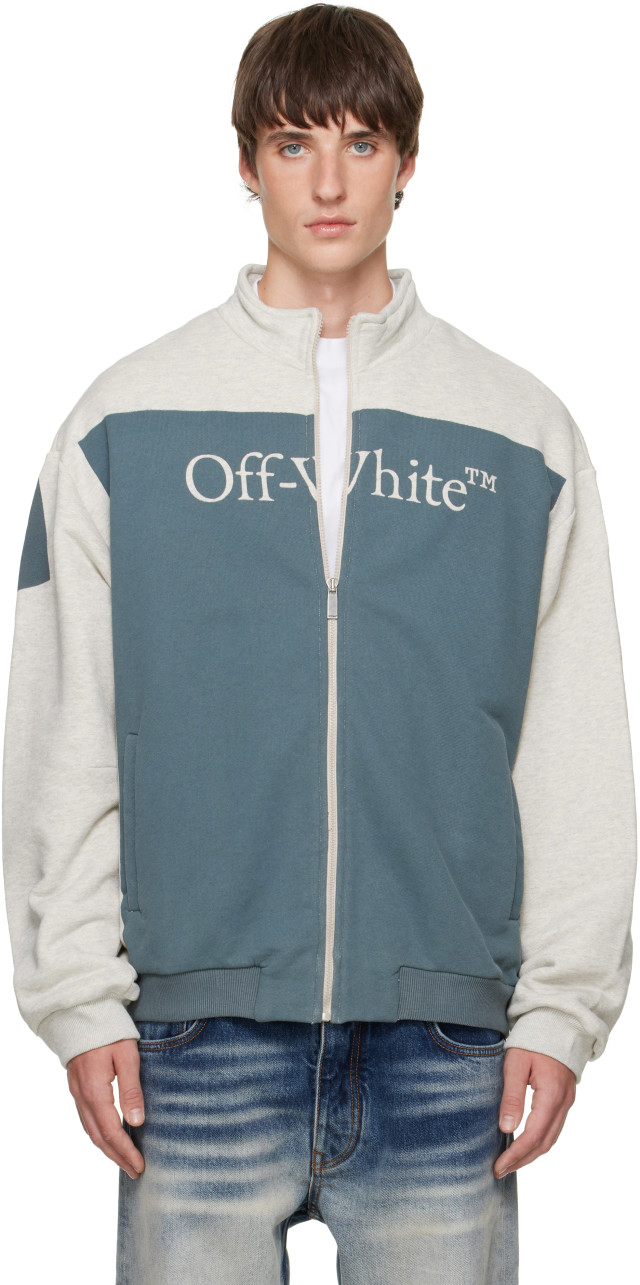 Off-White: Gray Negative Big Bookish Relax Track Jacket | SSENSE