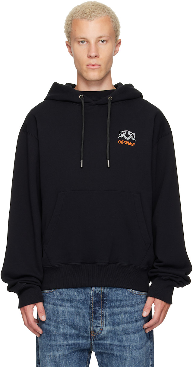 Off-White: Black Off Line Regular Hoodie | SSENSE