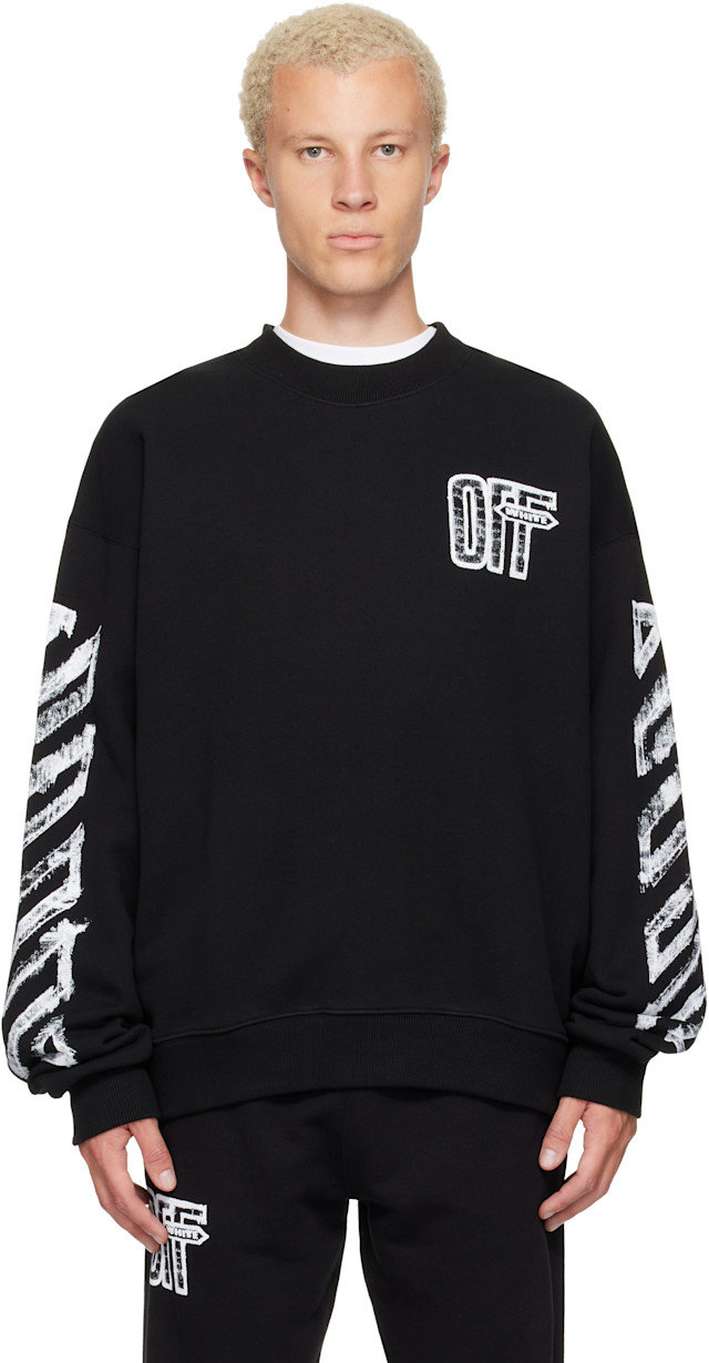 Off-White: ブラック Motion Arrow Skate クルーネック スウェット