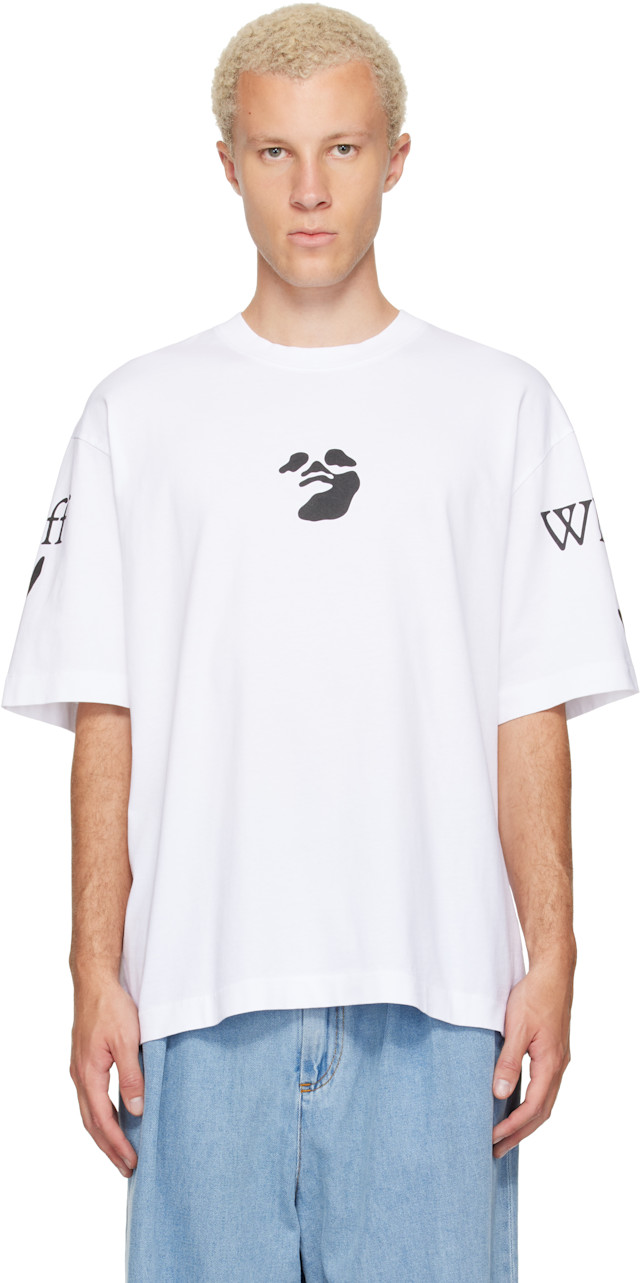 Off-White: ホワイト Swimming Logo Skate Tシャツ | SSENSE 日本
