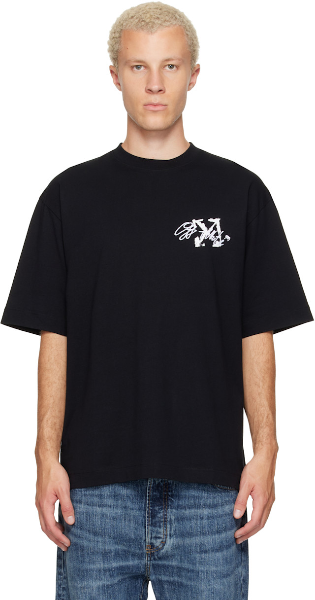 Off-White: Black Stroke 2 Arrow Skate T-shirt | SSENSE
