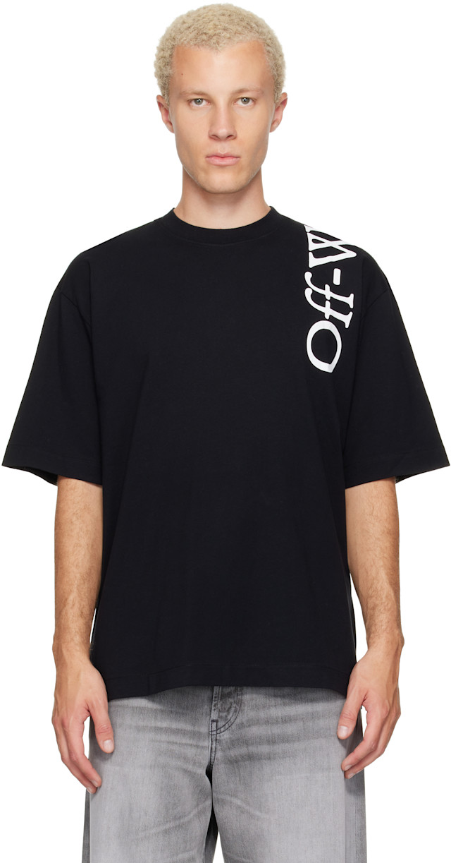 Off-White: ブラック Vertical Bookish Skate Tシャツ | SSENSE 日本