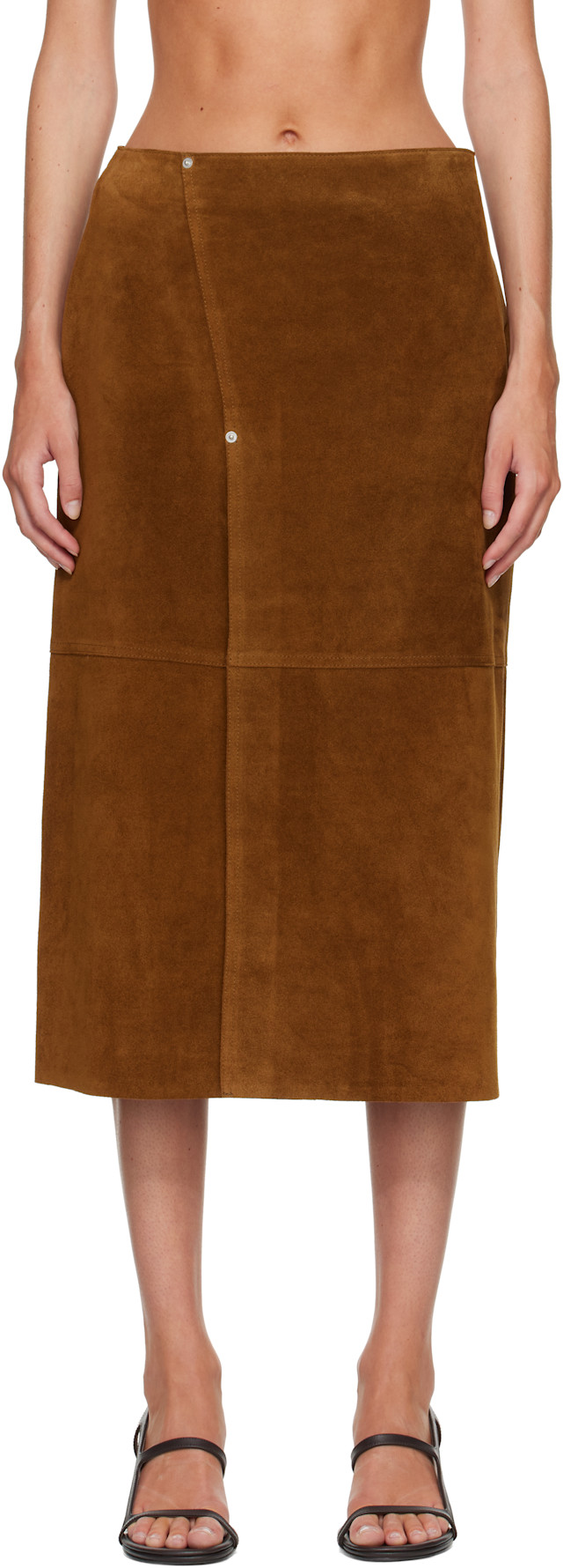 Studio Nicholson: Tan Melete Suede Maxi Skirt | SSENSE