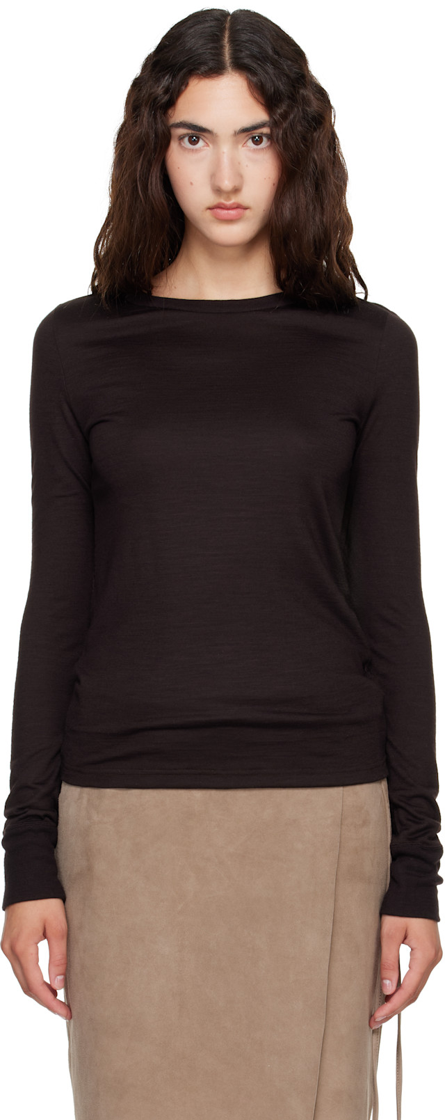 STUDIO NICHOLSON LONG SLEEVE T-SHIRT 美品 Studio Nicholson: Brown Jersey Long Sleeve T-shirt | SSENSE
